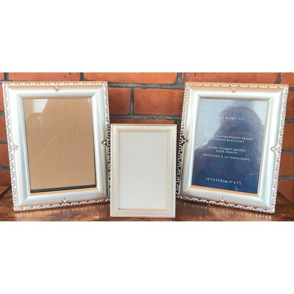 Lot of 3 Silverplated Picture Frames – 2 (5x7) & 1 (6x4) – Classic Design